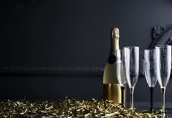 Chilled Champagne With Shining Stemware