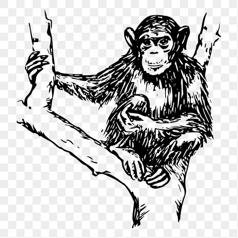 Chimpanzee monkey png sticker, vintage | Free PNG - rawpixel
