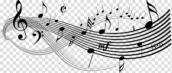 China Chinese characters Song Music, Black and white dancing floating notes transparent background PNG clipart