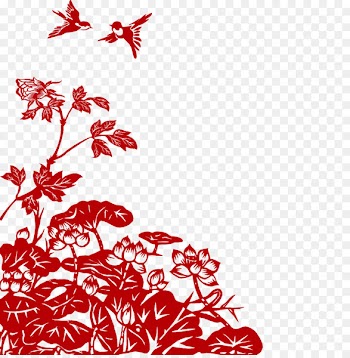 China Chinese New Year Holiday New Years Day - Red paper-cut window grilles 