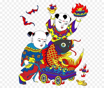 China Chinese New Year New Year picture Fu Illustration - golden boy 