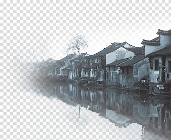China Chinoiserie Poster Ink wash painting, Suya ink town transparent background PNG clipart