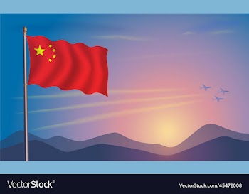 china flag in the morning sun