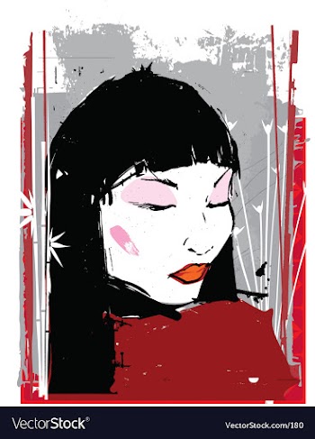 China girl ink illustration vector image