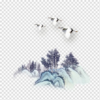 China Ink wash painting , Ancient landscape painting transparent background PNG clipart