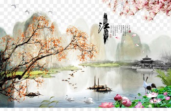 China Landscape painting Oil painting - China Wind creative background beautiful landscape 