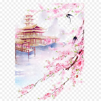 China Landscape Watercolor painting Drawing - Fairy filled fairy place of residence 