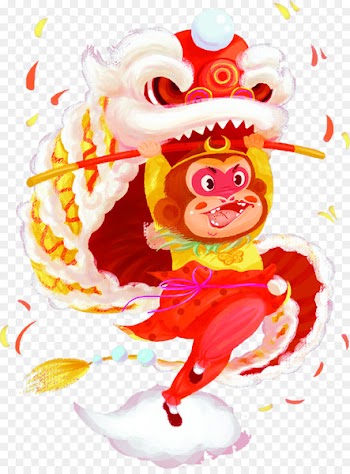 China Lion dance Chinese New Year Monkey - Hand-painted cartoon monkey posters 