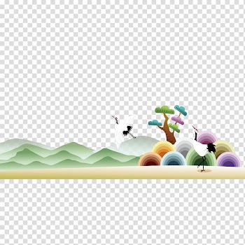 China Mooncake Mid-Autumn Festival, Landscape Crane transparent background PNG clipart