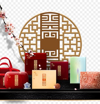 China Mooncake Packaging and labeling Mid-Autumn Festival - Chinese wind plum round box moon cake gift boxes black retro border 