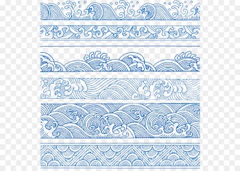 China Wind wave Pattern - Blue Chinese wind wave pattern decoration pattern 