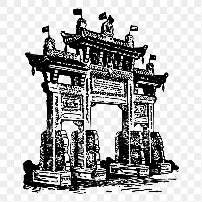 Chinatown gate png sticker, vintage | Free PNG - rawpixel