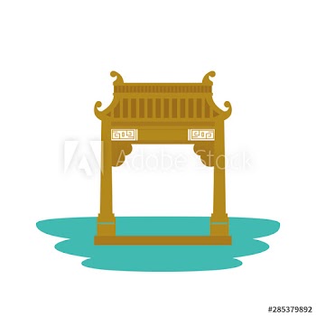 chinese arch building traditional icon