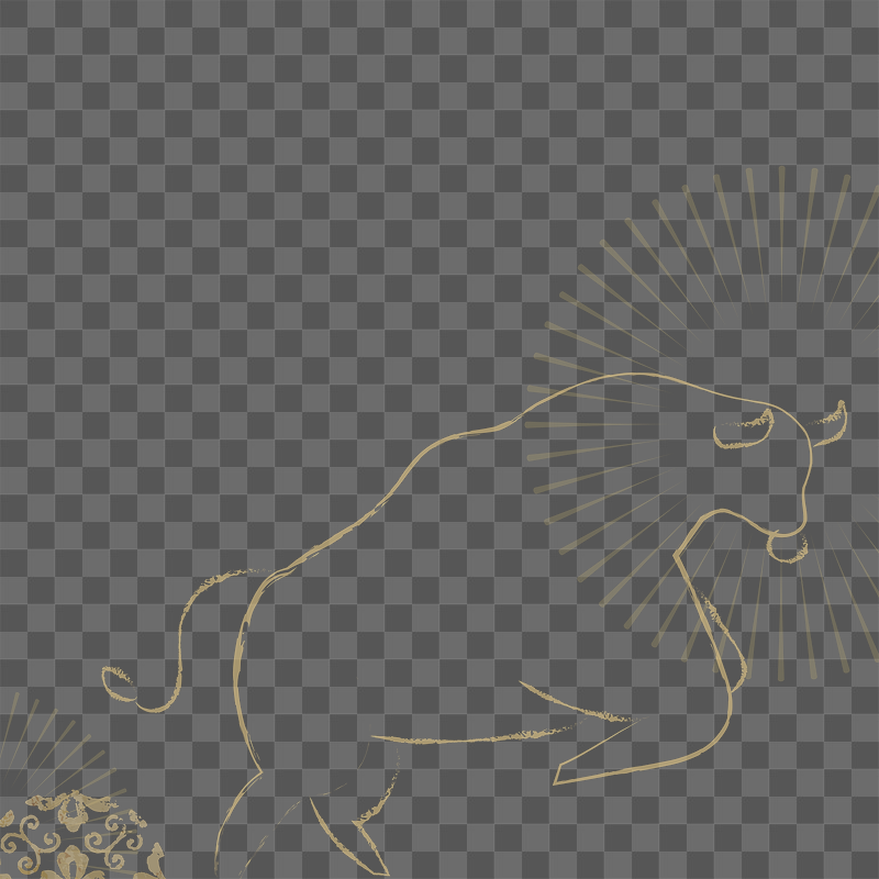 Chinese bull png gold border | Free PNG - rawpixel