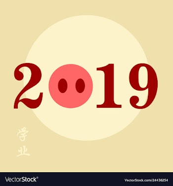 Chinese calligraphy 2019 year of the pig2019 vector image