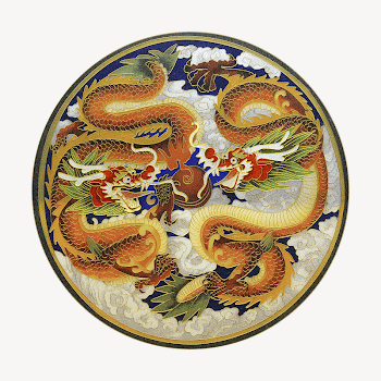 Chinese dragon badge, collage element | Free PSD - rawpixel