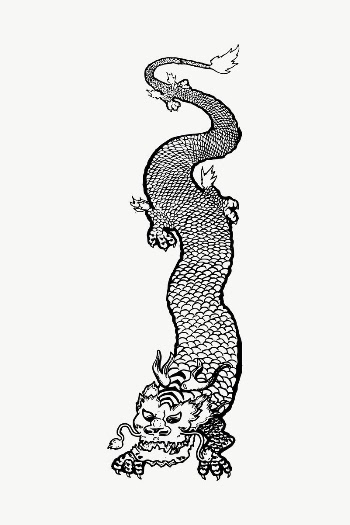 Chinese dragon drawing, illustration vector. | Free Vector - rawpixel
