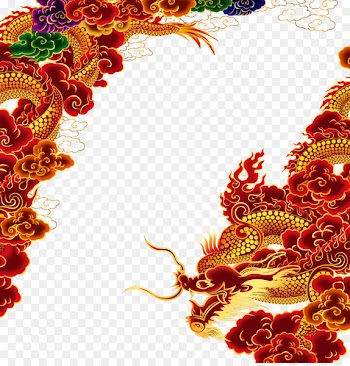 Chinese dragon Fundal - Cartoon painted red Chinese dragon 