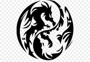 Chinese dragon Japanese dragon Stencil - yin yang 