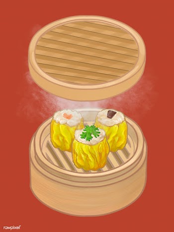 Chinese dumplings in a bamboo steamer illustr.. | Free stock illustration - 416488