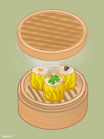 Chinese dumplings in a bamboo steamer illustr.. | Free stock illustration - 416494