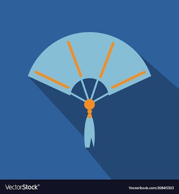 Chinese fan color flat icon for web and mobile vector image