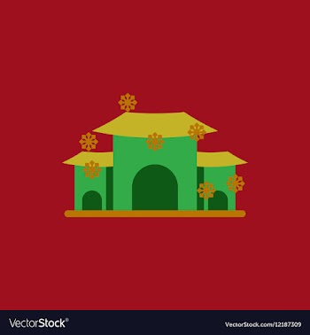 Chinese house and snow of vector image