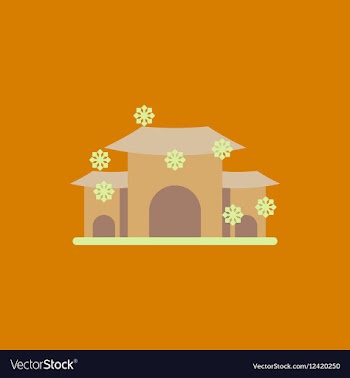 Chinese house and snow of vector image