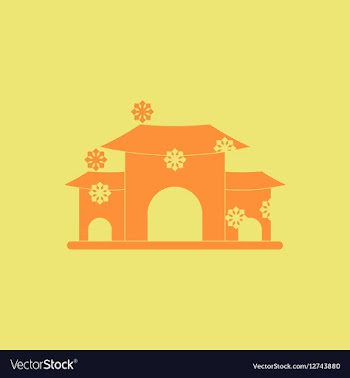 Chinese house and snow of vector image