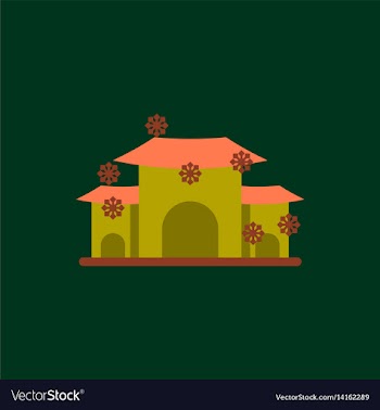 Chinese house and snow of vector image