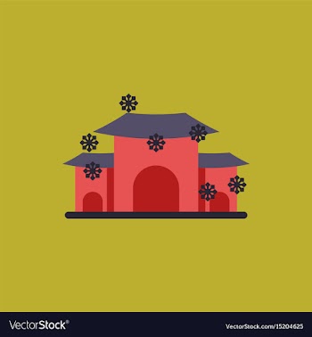 Chinese house and snow of vector image
