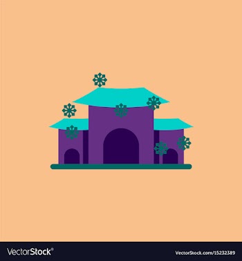 Chinese house and snow of vector image