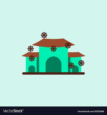 Chinese house and snow of vector image