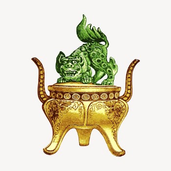 Chinese incense burner clipart, vintage | Free Vector - rawpixel
