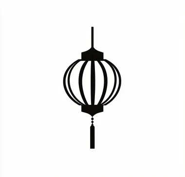 Chinese Lantern Logo Design: Minimalist Black-and-White Line Art Chinese Lantern Logo Design: Minimalist Black-and-White Line Art