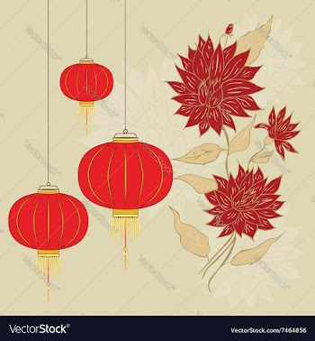 Chinese Lantern with Flowers5 vector image