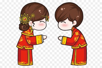 Chinese marriage Wedding - Cartoon Chinese wedding men and women 