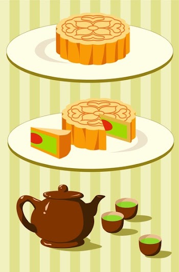 Chinese moon cake and green tea for Mid autumn festival
