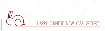 Chinese New Year 2023, the year of the rabbit, red and gold line art characters, simple hand-drawn Asian elements with a craft Happy Chinese New Year 2023, the year of the rabbit,