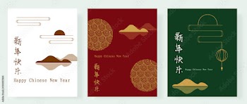 Chinese New Year 2023, the year of the rabbit, red and gold line art characters, simple hand-drawn Asian elements with a craft Happy Chinese New Year 2023, the year of the rabbit,