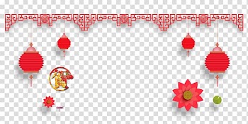 Chinese New Year Banner Poster, Japanese lanterns transparent background PNG clipart