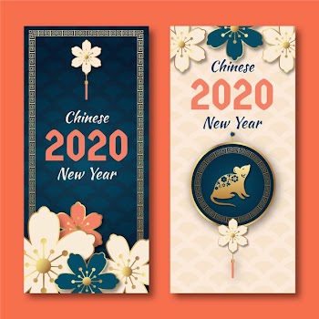 Chinese new year banners in paper style Free Vector