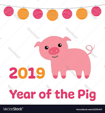  					Chinese new year card 2019 year of the pig vector image														