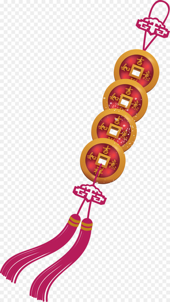 Chinese New Year Firecracker - Red Chinese Wind Coins Decorative Patterns 