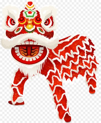 Chinese New Year Lion dance Fat choy Dog - Vector painted red cloth tiger 