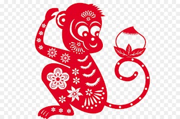 Chinese New Year Monkey Greeting card Chinese calendar - Monkey paper-cut 
