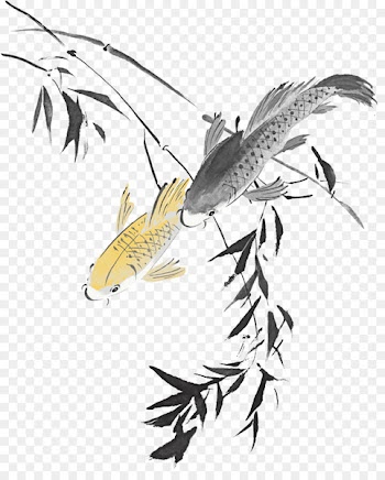 Chinese New Year New Years Day Display resolution Wallpaper - Ink bamboo fish 