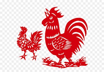 Chinese New Year Rooster New Years Day Chinese calendar - Red paper-cut chicken 