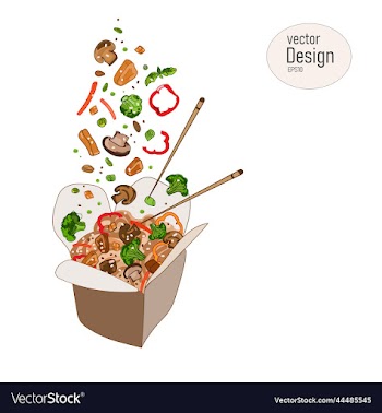 chinese noodles with vegetables in the box