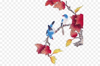 Chinese painting Bird-and-flower painting Mural Gongbi Portable Network Graphics - flying bird 